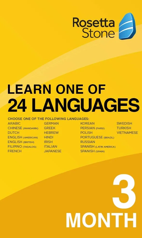 Rosetta Stone 1 of 24 Languages 1 Usager 3 Mois PC/Mac Code d'activation
