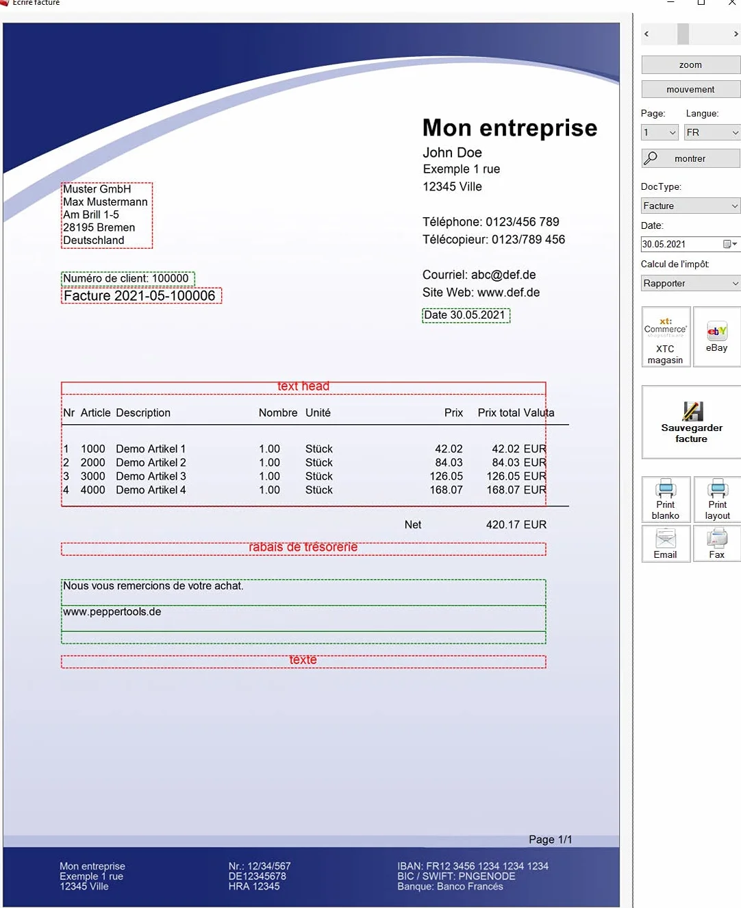 Easy Invoice Programme pour rédiger des factures et des offres Windows
