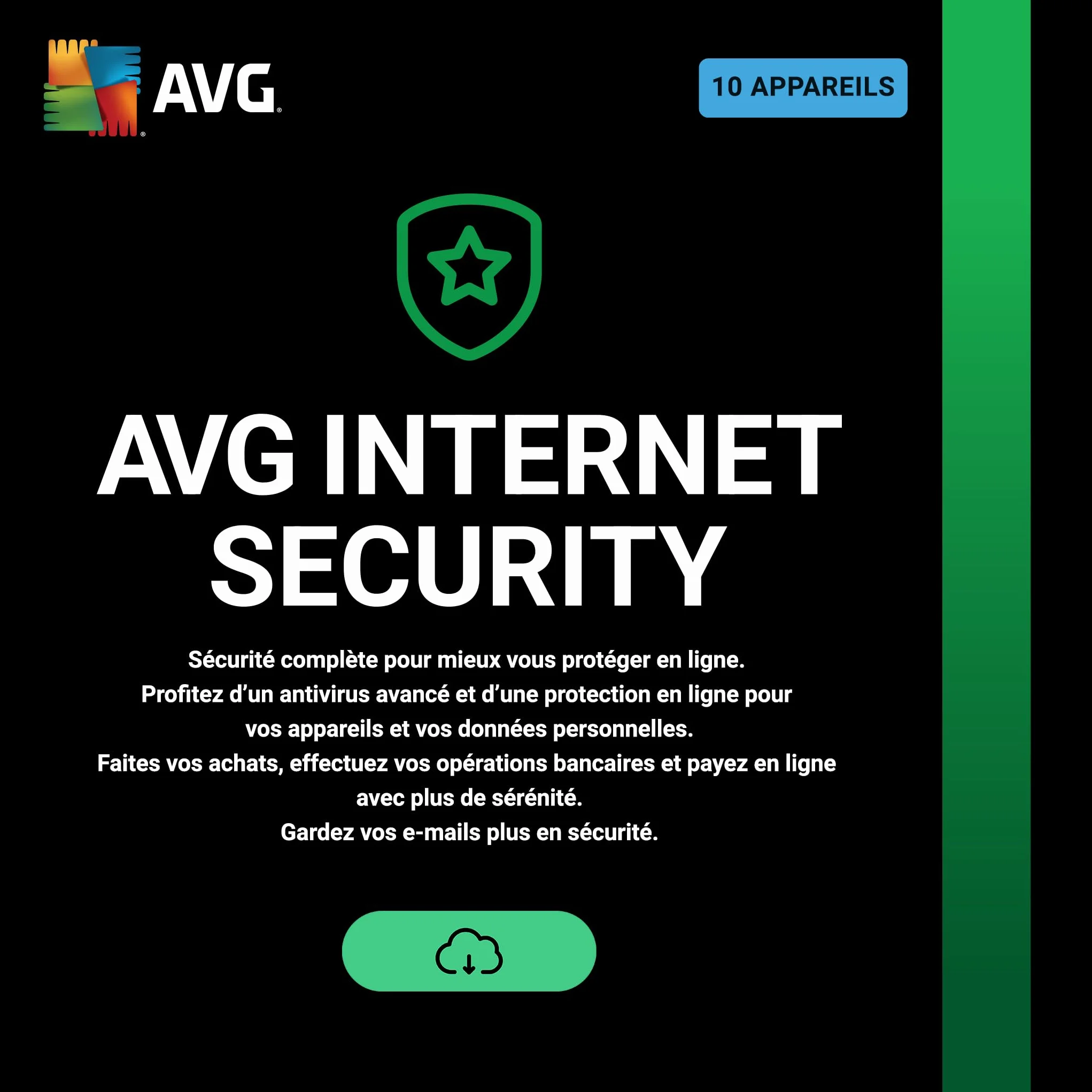 AVG Internet Security 2026 Antivirus 10 appareils 1 An Code d'activation