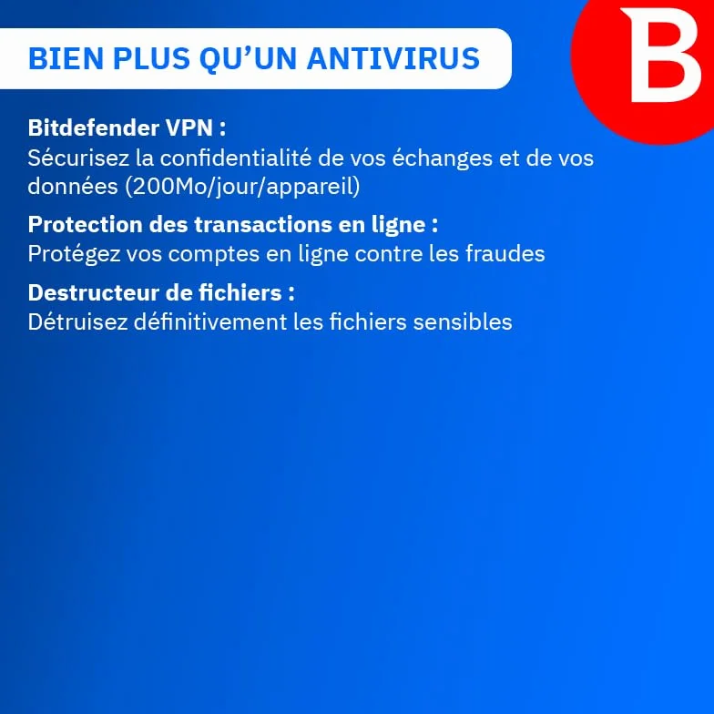 Bitdefender Antivirus Plus 2026 1 Appareil 1 An PC Code Activation Email