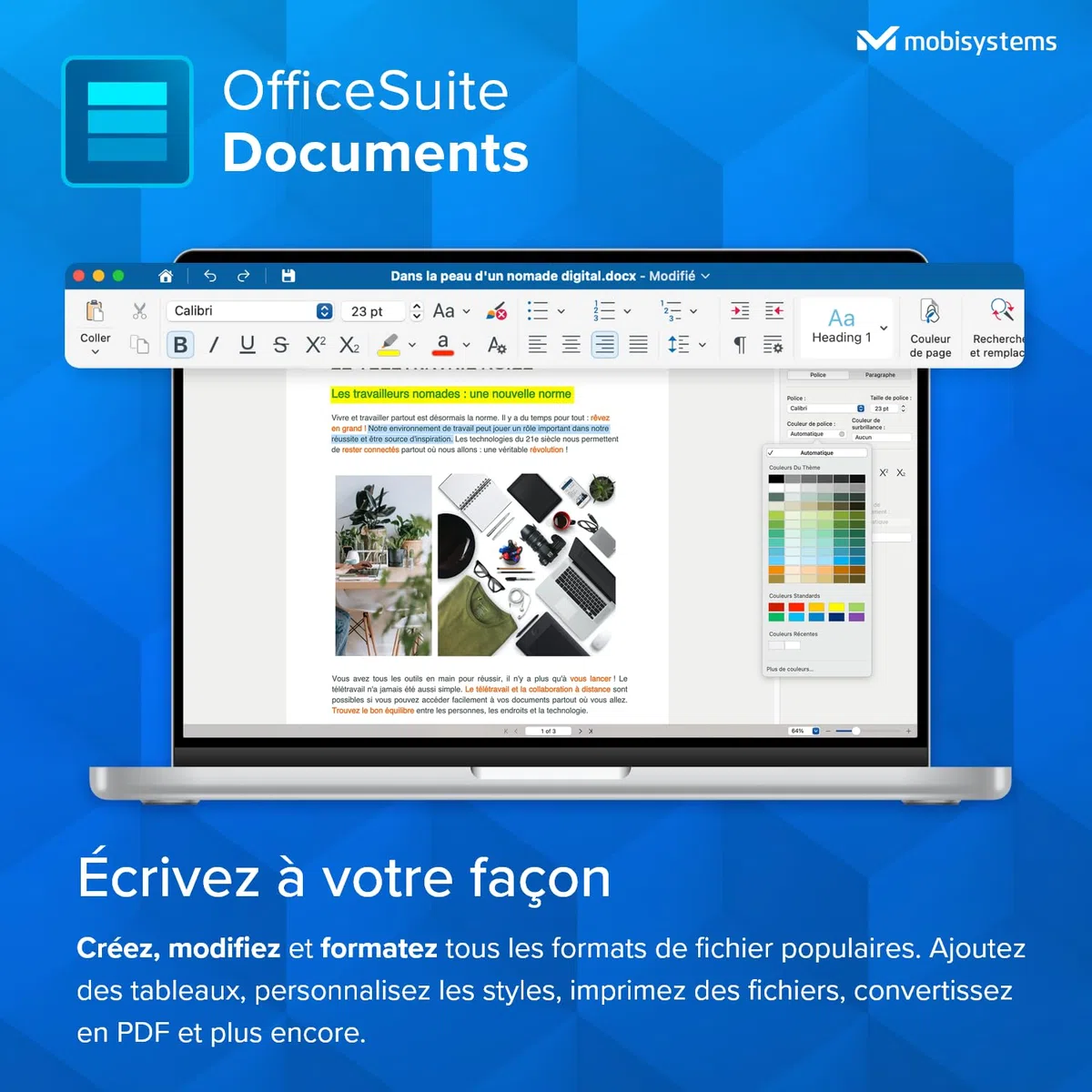OfficeSuite Home & Business pour MAC - Licence à vie - Pack Office pour MacOS - 1 appareil - 1 Usager - Code d'activation Mac