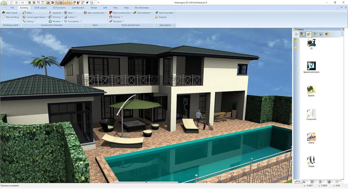 3­D CAD Architecture 11⁠ - design Software for house, garden, balcony, photovoltaic, walls - 2D 3D objects for Win 11, 10