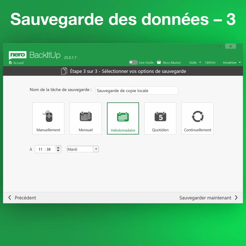 Nero BackItUp Logiciel sauvegarde automatique Cloud chiffrement AES 256 bits Licence à vie 1 PC Windows 11/10/8/7