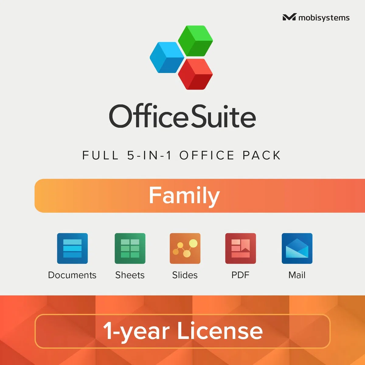 OfficeSuite Family 1 Year License for 1 Windows & 2 Mobile Devices / 6 Users Compatible with Microsoft Office Word Excel PowerPoint Adobe PDF