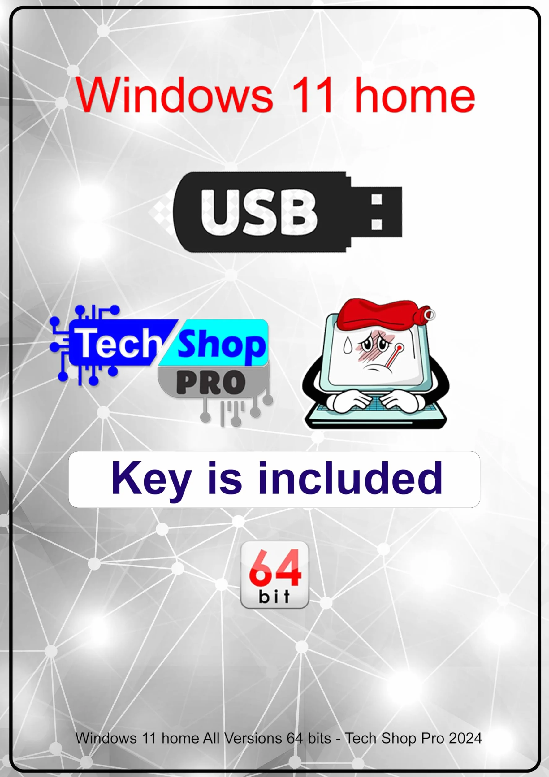 Windows 11 Home OEM USB 64 bit Install Key Included Recover Restore Repair Boot