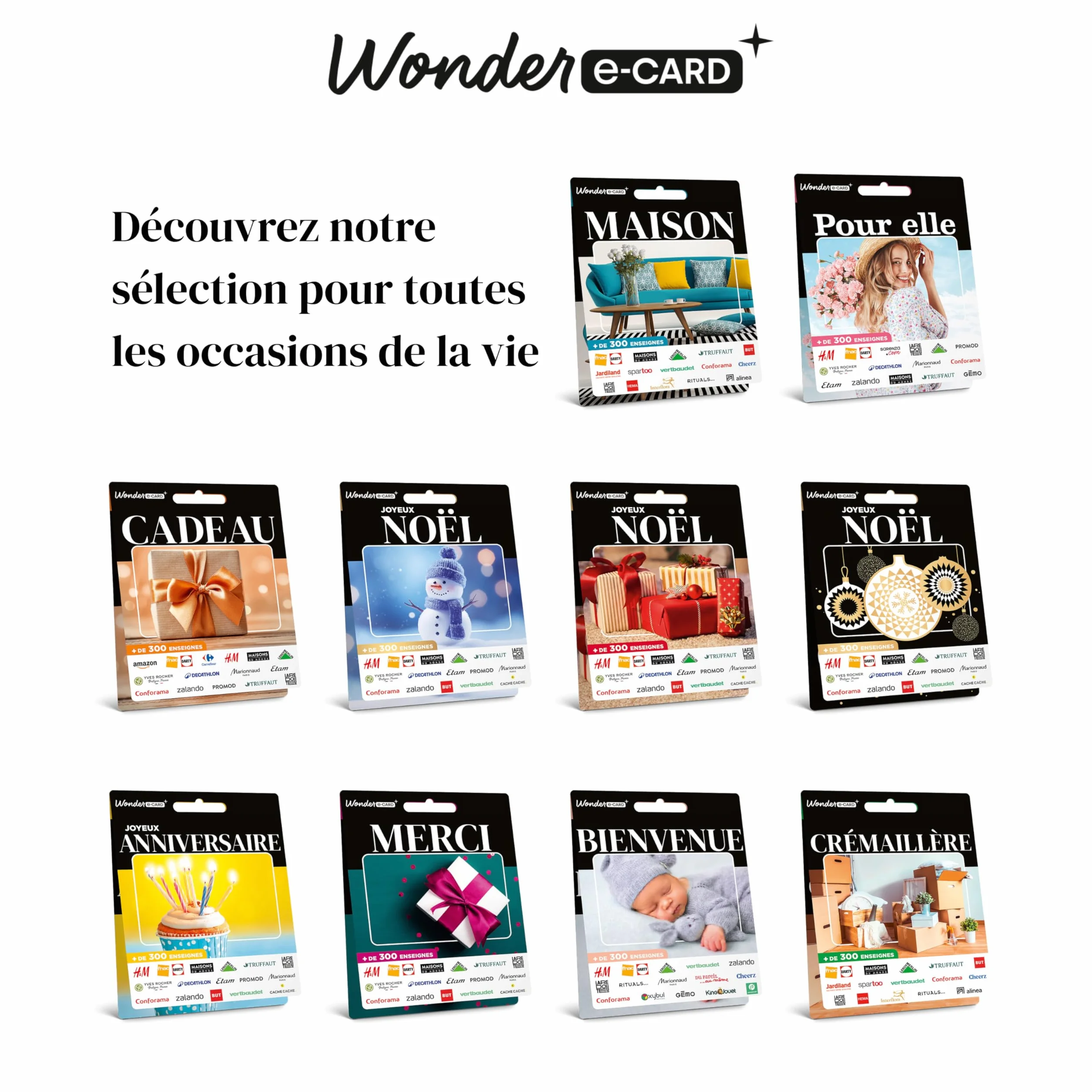 Carte Cadeau Générique Wonder E-card 50 EUR +300 Enseignes Fnac IKEA Sephora