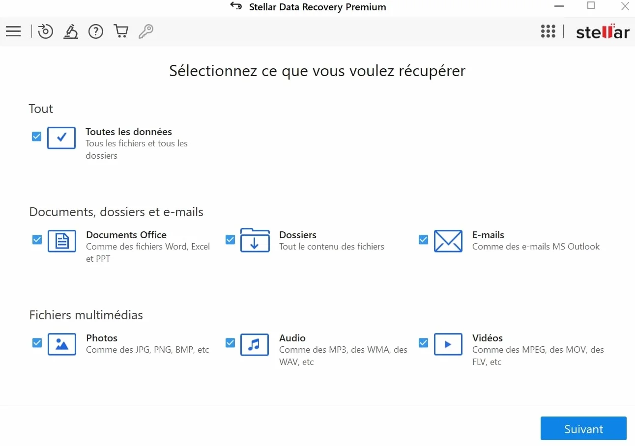 Stellar Data Recovery 11 - Solution universelle de récupération de données | 1 appareil | 1 An | Code d'activation PC