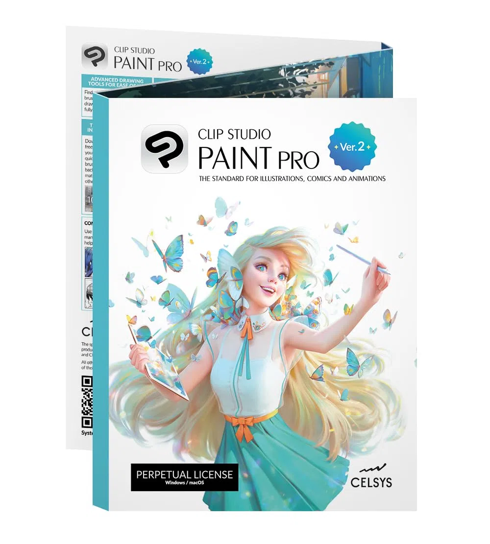 CLIP STUDIO PAINT PRO - Version 2 | Perpetual License | for Microsoft Windows and macOS