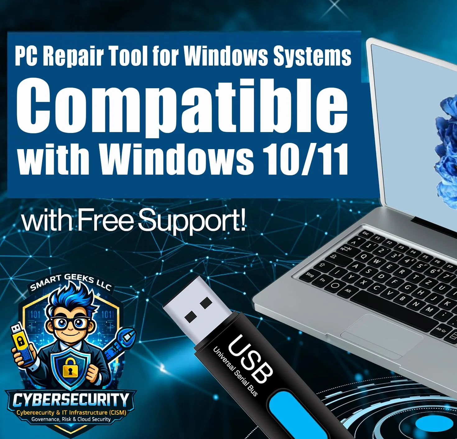 Windows 11 Professional 64 Bit USB with Key Install Recovery Repair Desktop Laptop