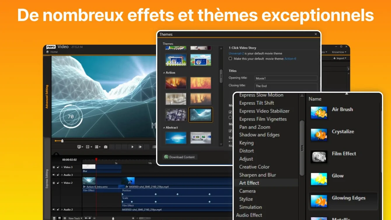 Nero Video 2026 Logiciel Montage Vidéo Facile avec 1000+ Effets, Fond Vert, Motion Tracking, Licence à Vie Windows 11/10/8/7
