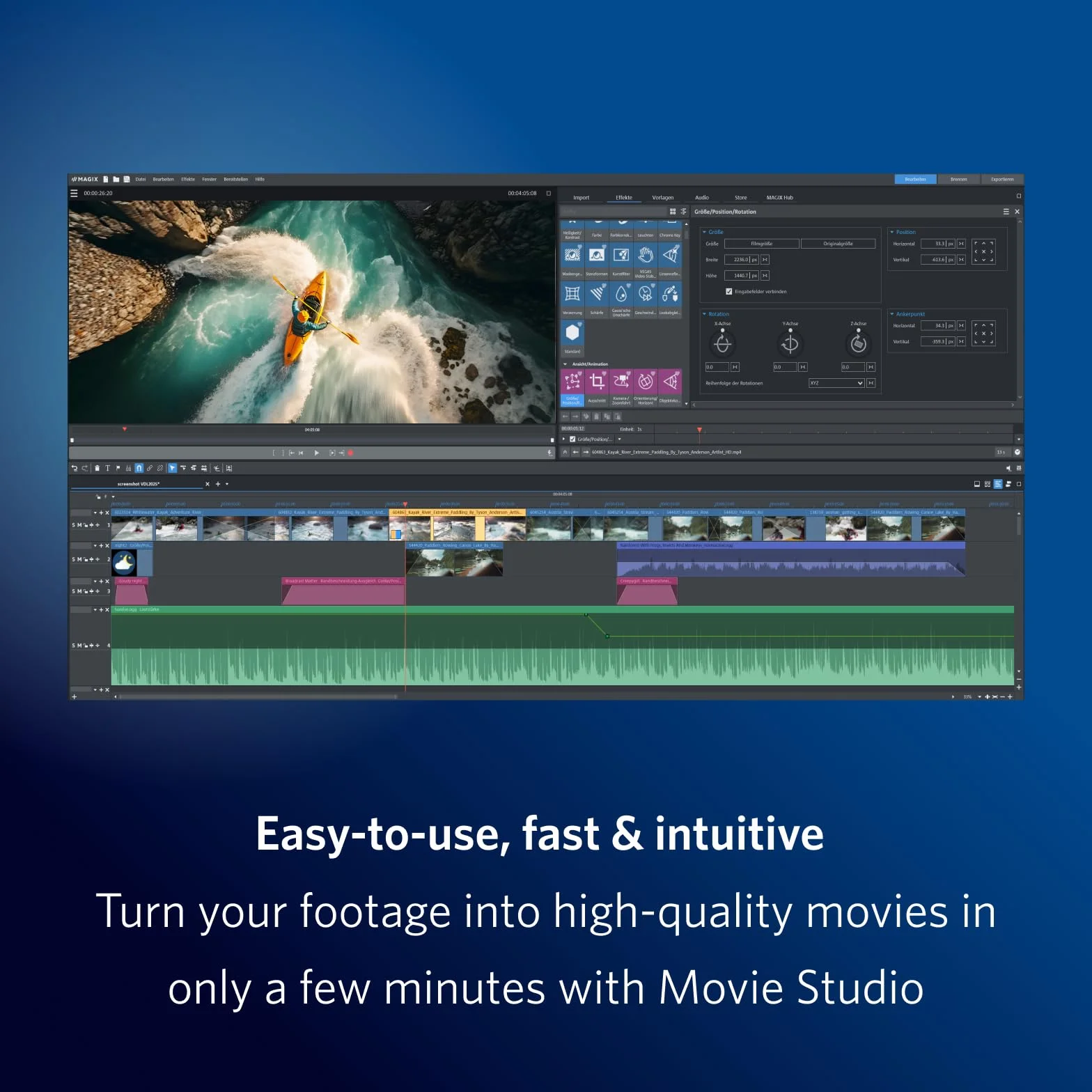 MAGIX Movie Studio 2025 Suite - Montage vidéo pour Windows 10/11 PC | 1 licence complète pour 2 appareils