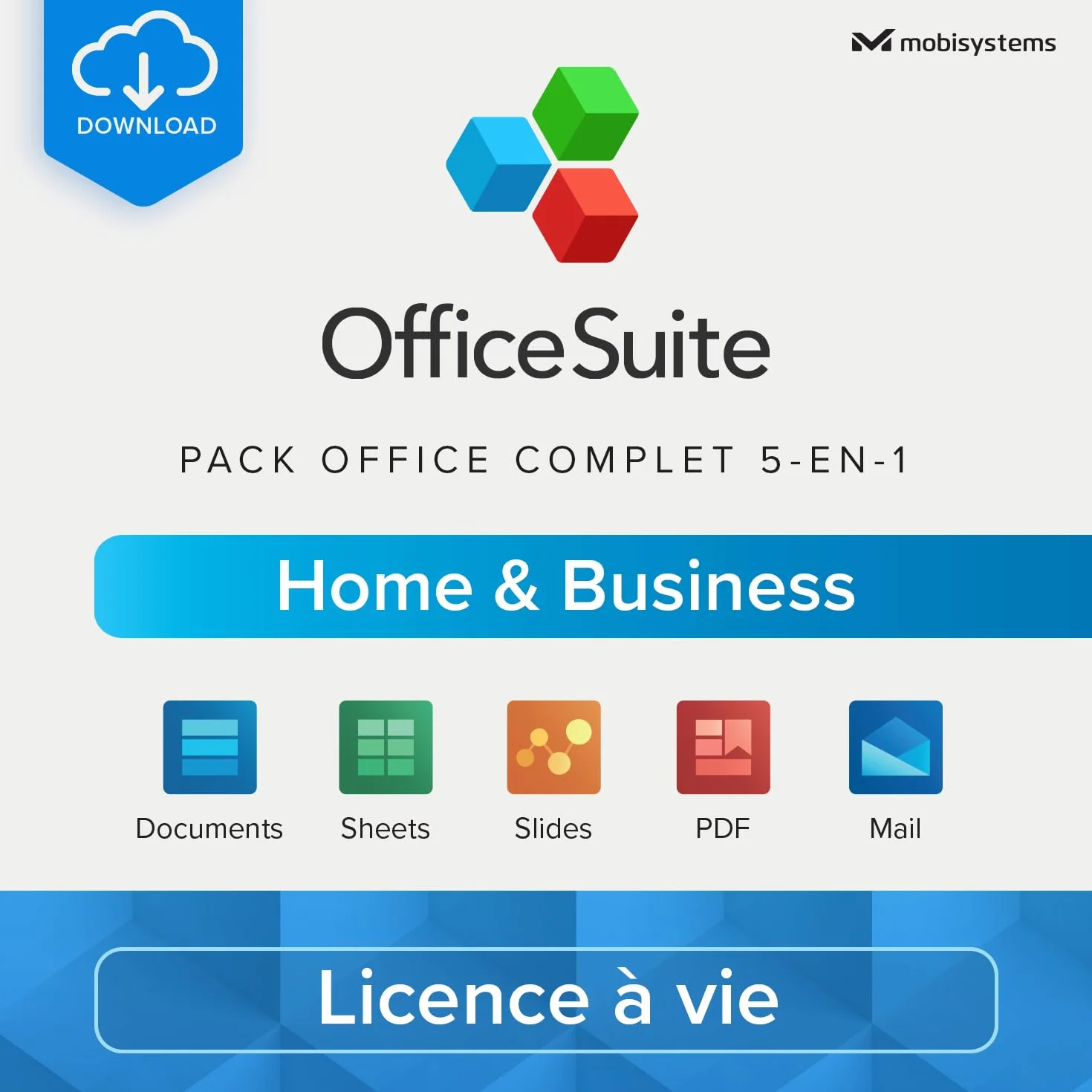 OfficeSuite Home & Business 5-en-1 Licence à vie 1 ordinateur Windows 1 utilisateur Code en ligne PC