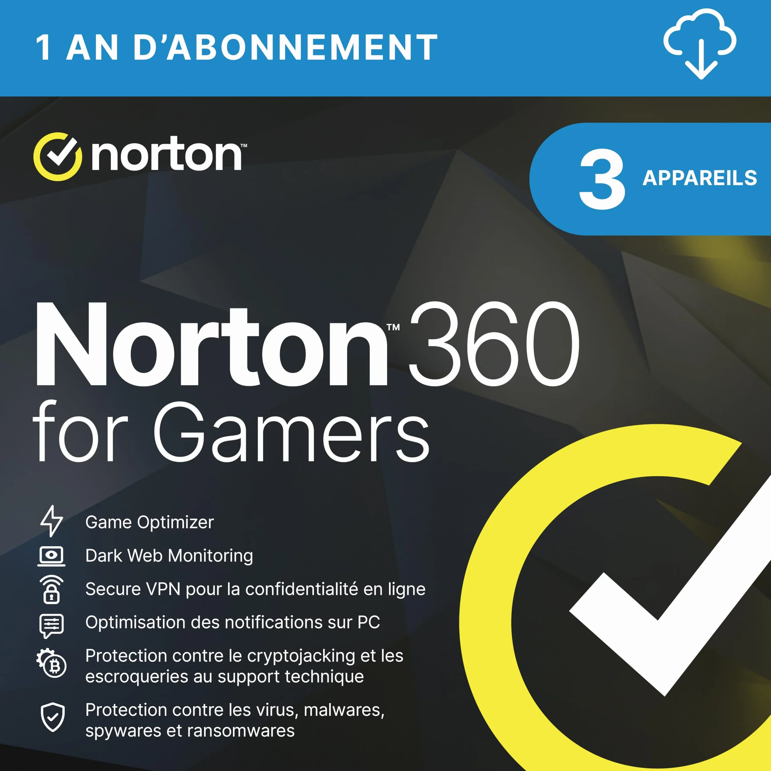 Norton 360 Gamers Edition 2026 3 Appareils Téléchargement
