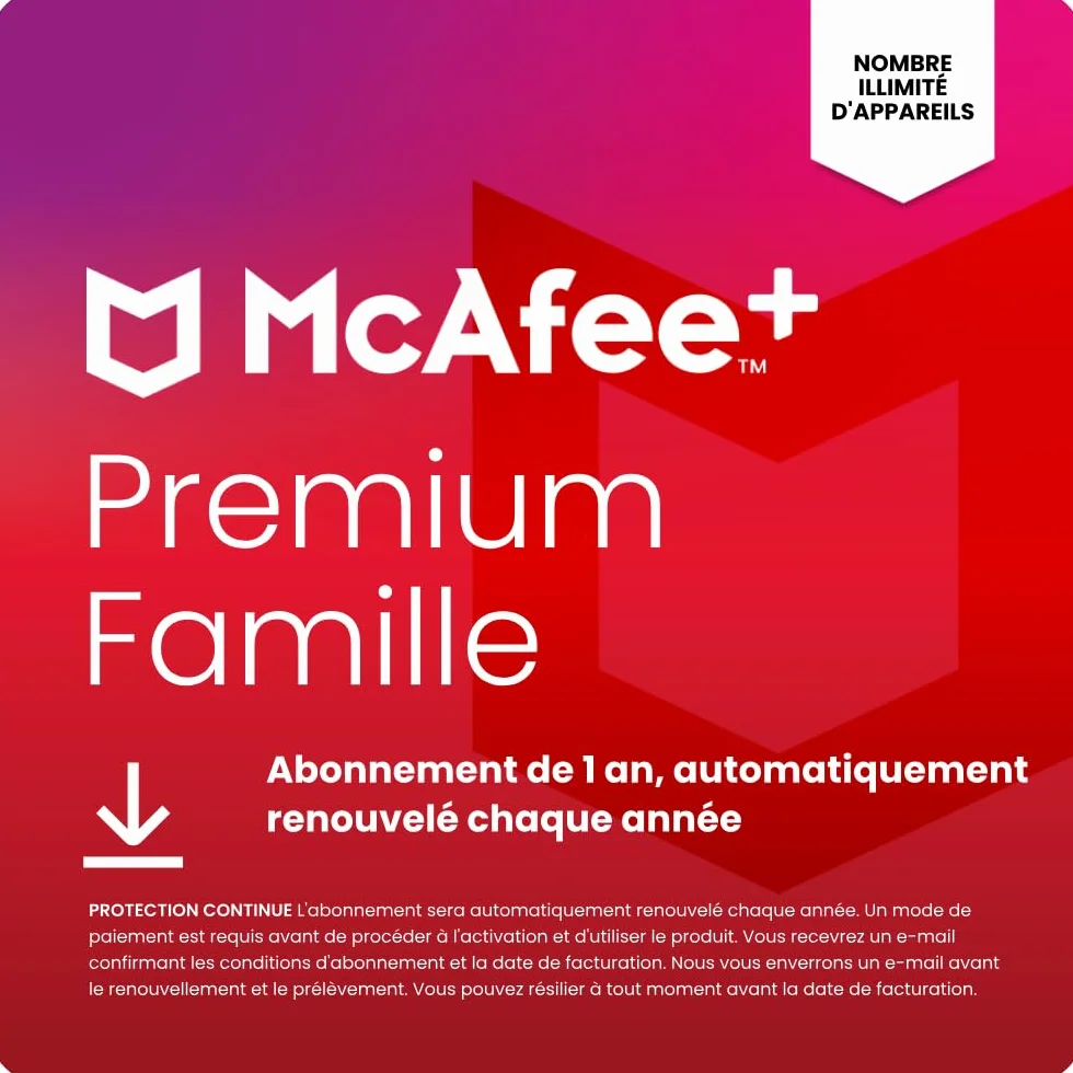 McAfee+ Premium Family Antivirus VPN Sécurité Abonnement 12 Mois Téléchargement Numérique