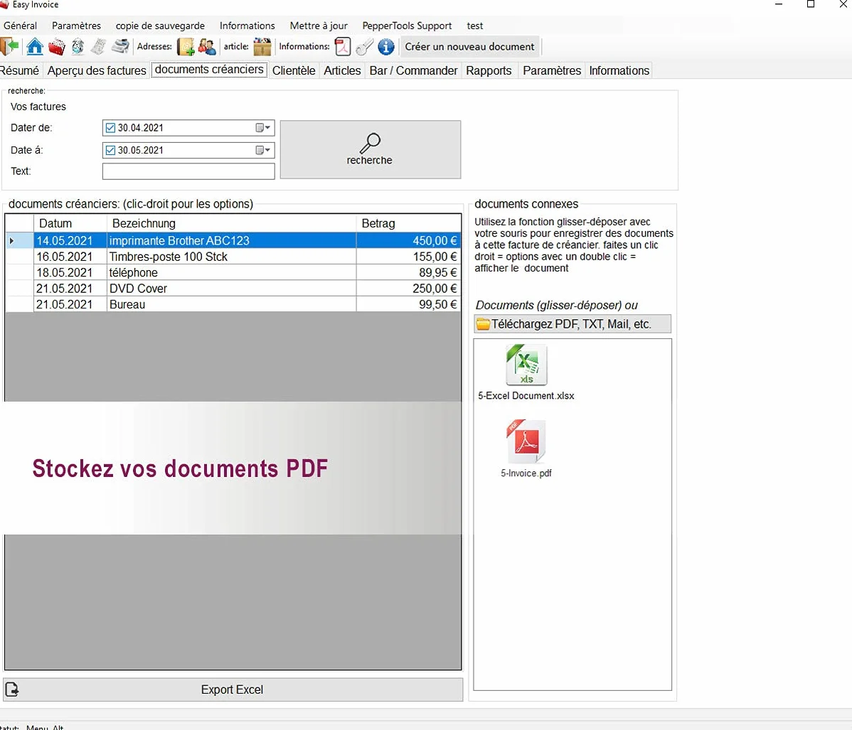 Easy Invoice Programme pour rédiger des factures et des offres Windows