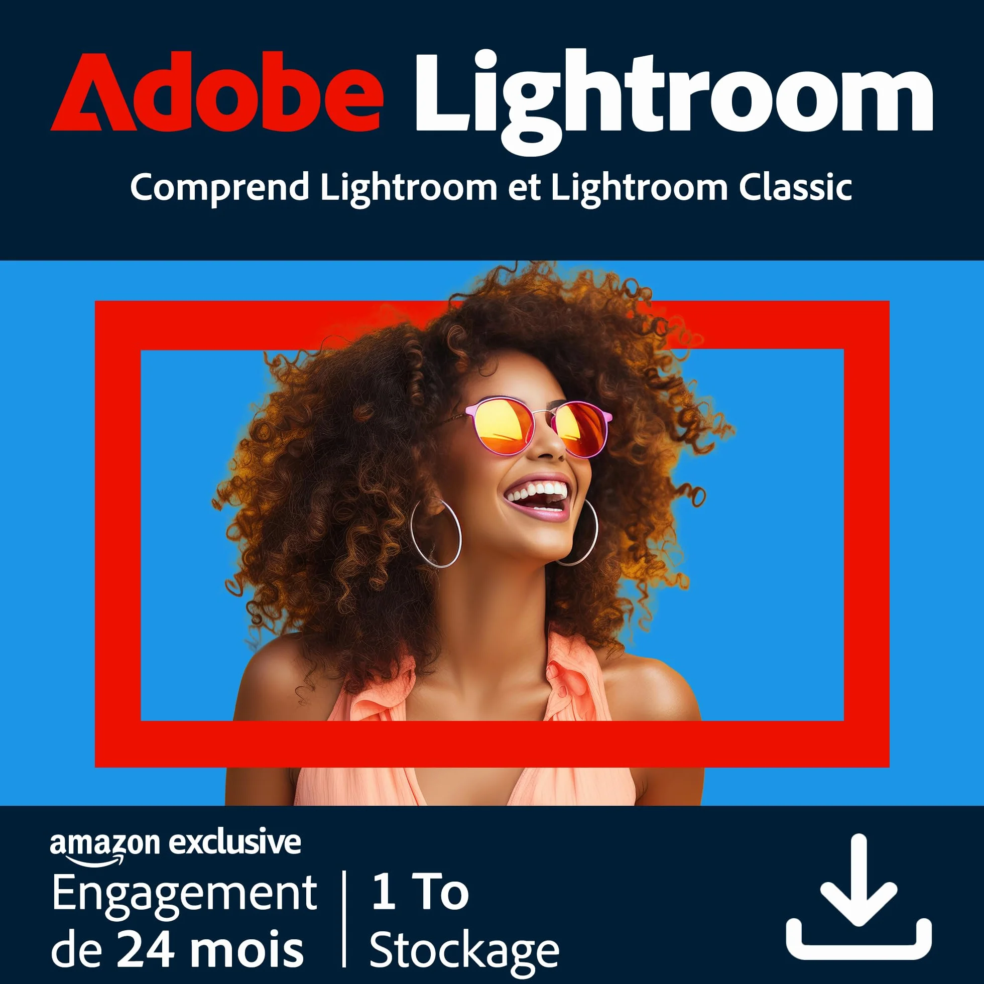 Adobe Lightroom incl. Lightroom Classic 1 To, Éditeur photo via IA, 24 mois, PC/Mac/Web/Tablette, Téléchargement Digital