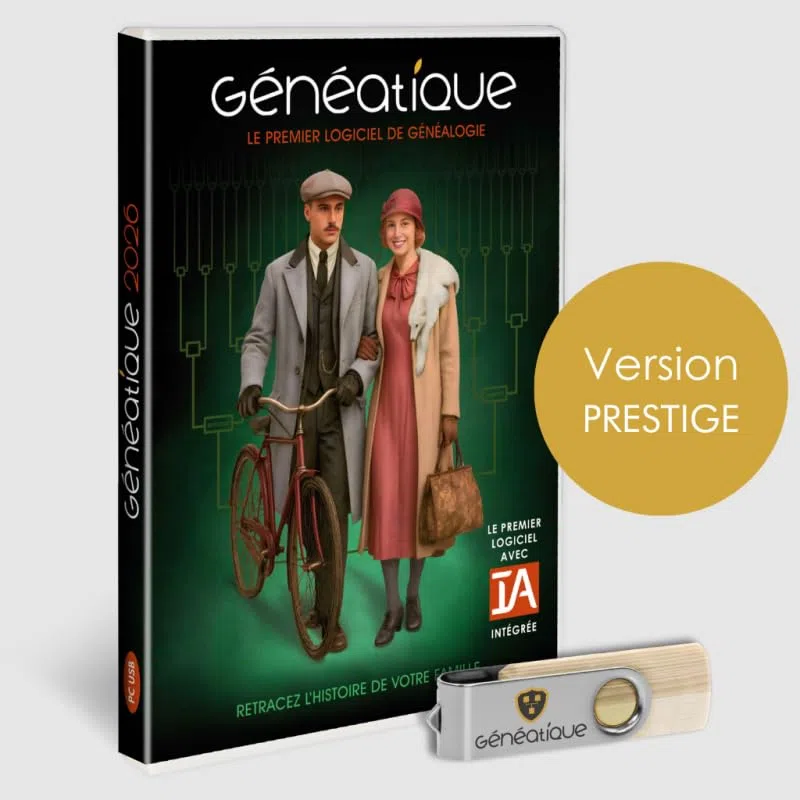Coffret Généatique 2026 Prestige Logiciel Généalogie PC