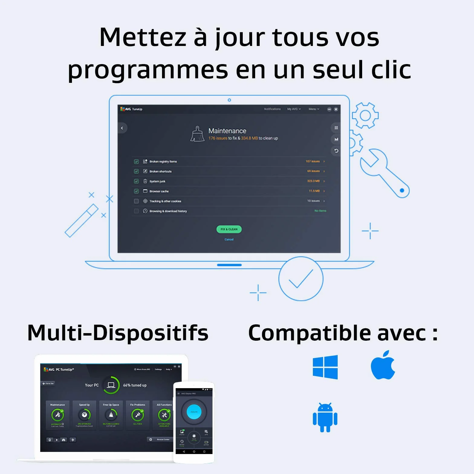 AVG TuneUp 2026 10 appareils 1 An Code d'activation