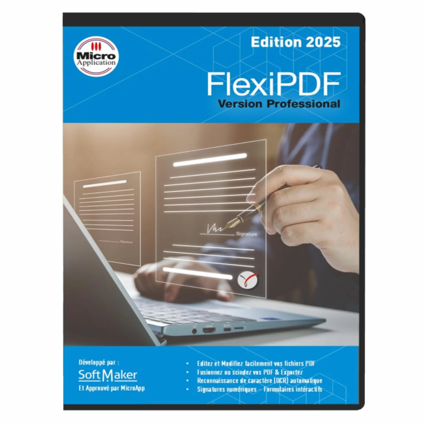 FlexiPDF Professional 2025 - Éditeur PDF Complet - Licence Perpétuelle 3 PC - Version DVD