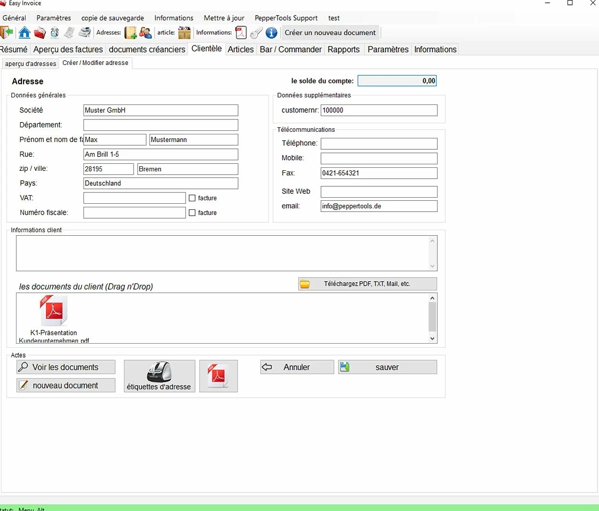 Easy Invoice Programme pour rédiger des factures et des offres Windows