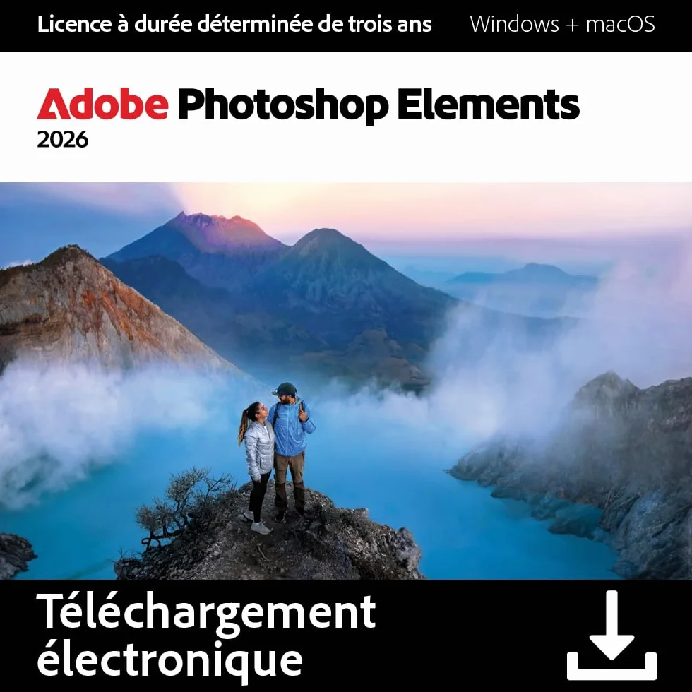 Adobe Photoshop Elements 2026 Licence 3 ans 1 appareil PC Mac Téléchargement