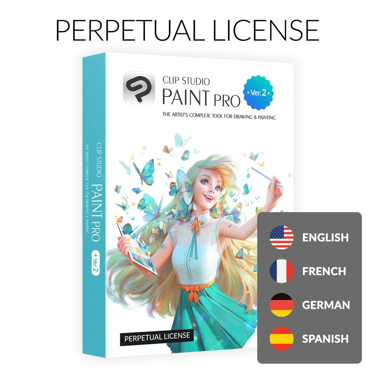 CLIP STUDIO PAINT PRO - Version 2 | Perpetual License | for Microsoft Windows and macOS