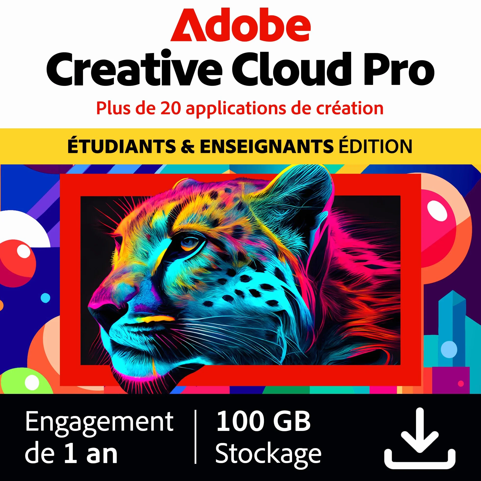 Adobe Creative Cloud Pro Étudiants/Enseignants Logiciel Créatif avec IA 1 an PC/Mac Téléchargement