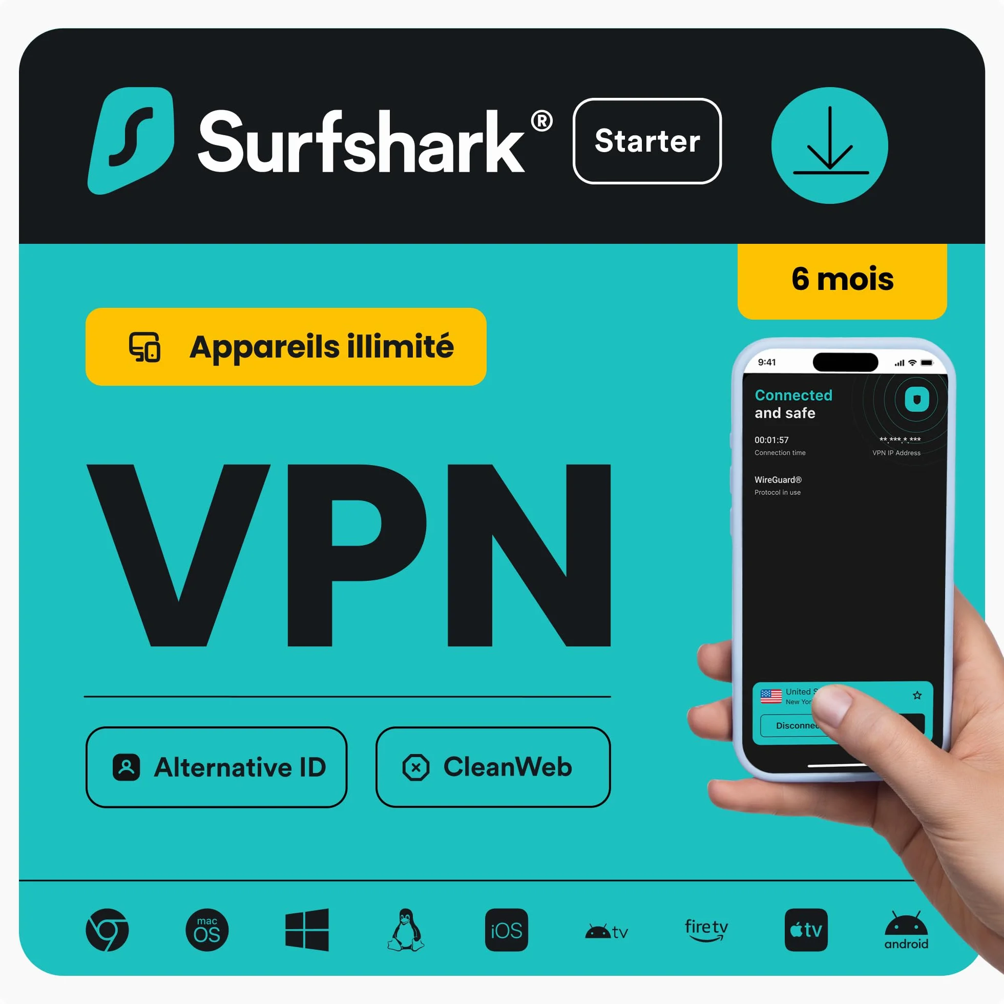 Surfshark Starter VPN 6 Mois Code Numérique
