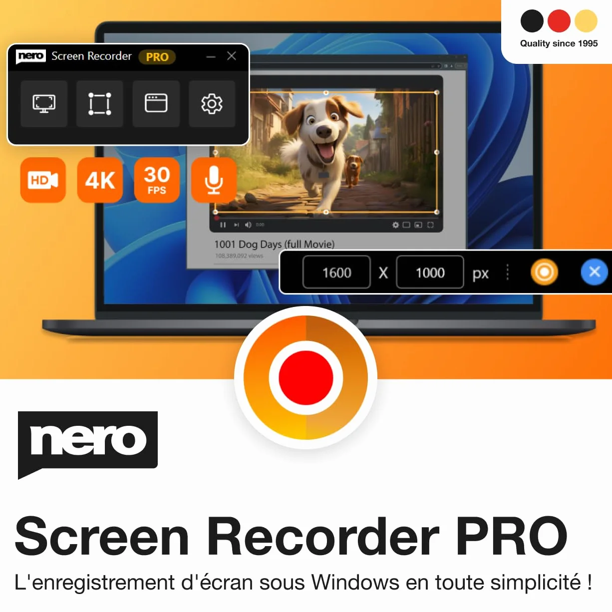 Nero Screen Recorder PRO 365 | Enregistrement d’écran 4K/60FPS | Licence annuelle 1 PC | Win 11/10