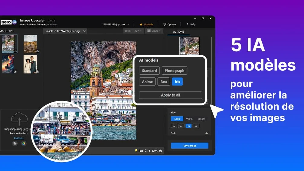 Nero AI Image Upscaler 365 | Agrandir Images jusqu’à 4K | Améliorer Qualité Photo | 1 PC | Windows 11/10