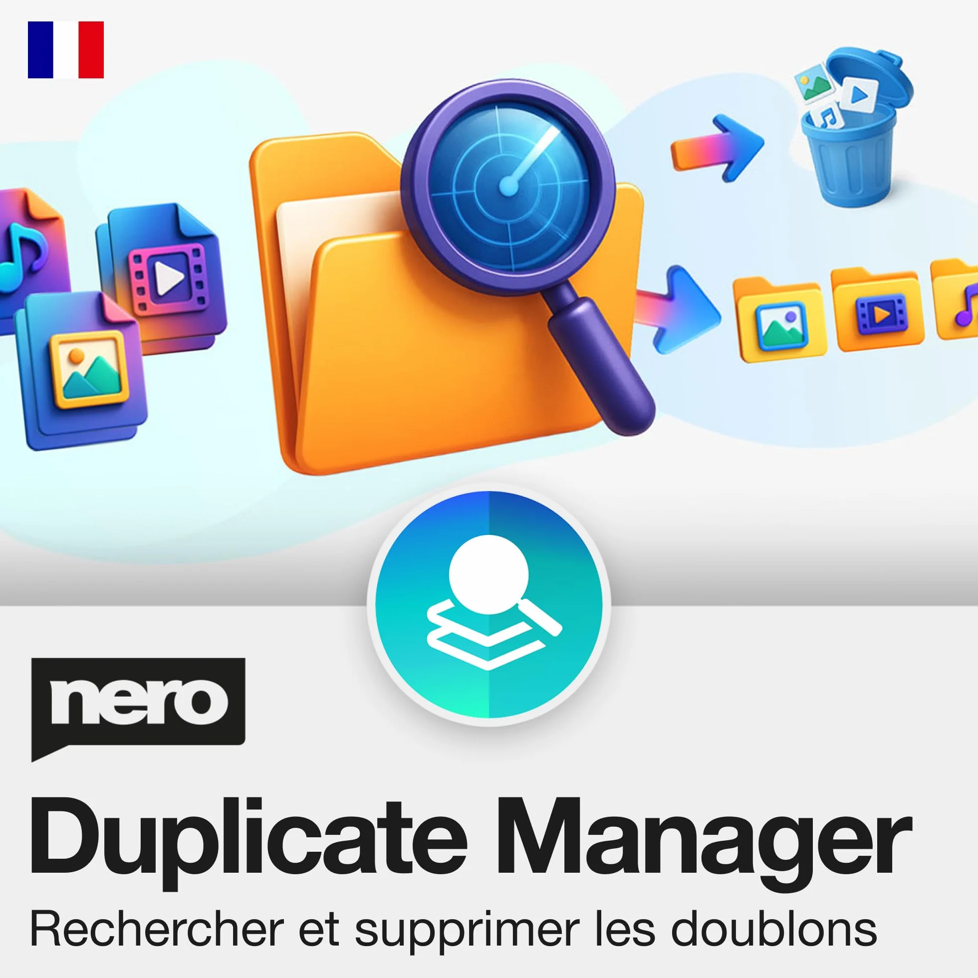 Nero Duplicate Manager | Doublons photos vidéos musique IA images similaires Scan disques externes Licence à vie 1 PC Windows 11/10/8/7