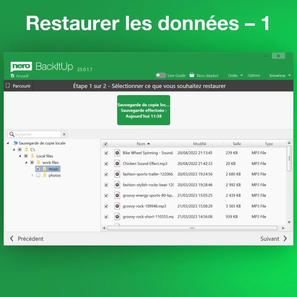 Nero BackItUp Logiciel sauvegarde automatique Cloud chiffrement AES 256 bits Licence à vie 1 PC Windows 11/10/8/7