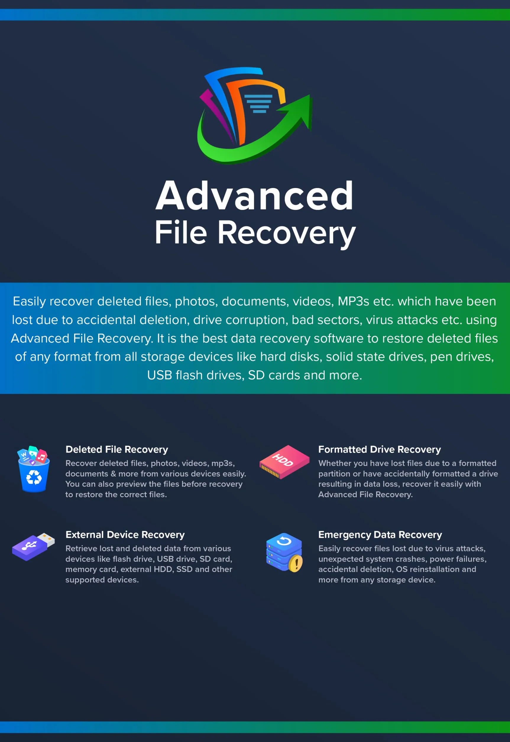 Logiciel de récupération de fichiers pour Windows 1 an 1 PC - Récupérer documents, photos, audios, vidéos