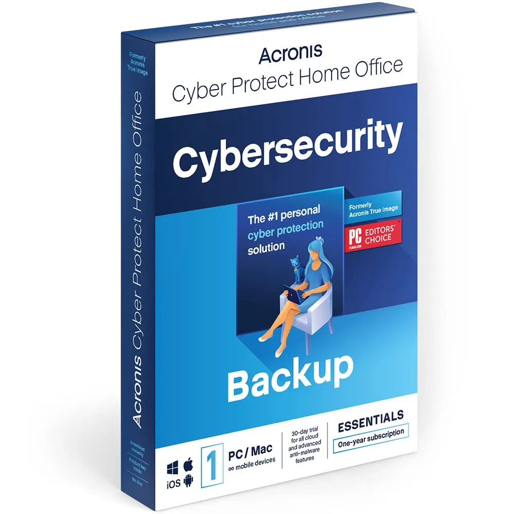Acronis Cyber Protect Home Office 2023 | Essentials | 1 PC/Mac | 1 An | Windows/Mac/Android/iOS | Sauvegarde | Code d’activation – Envoi par la poste
