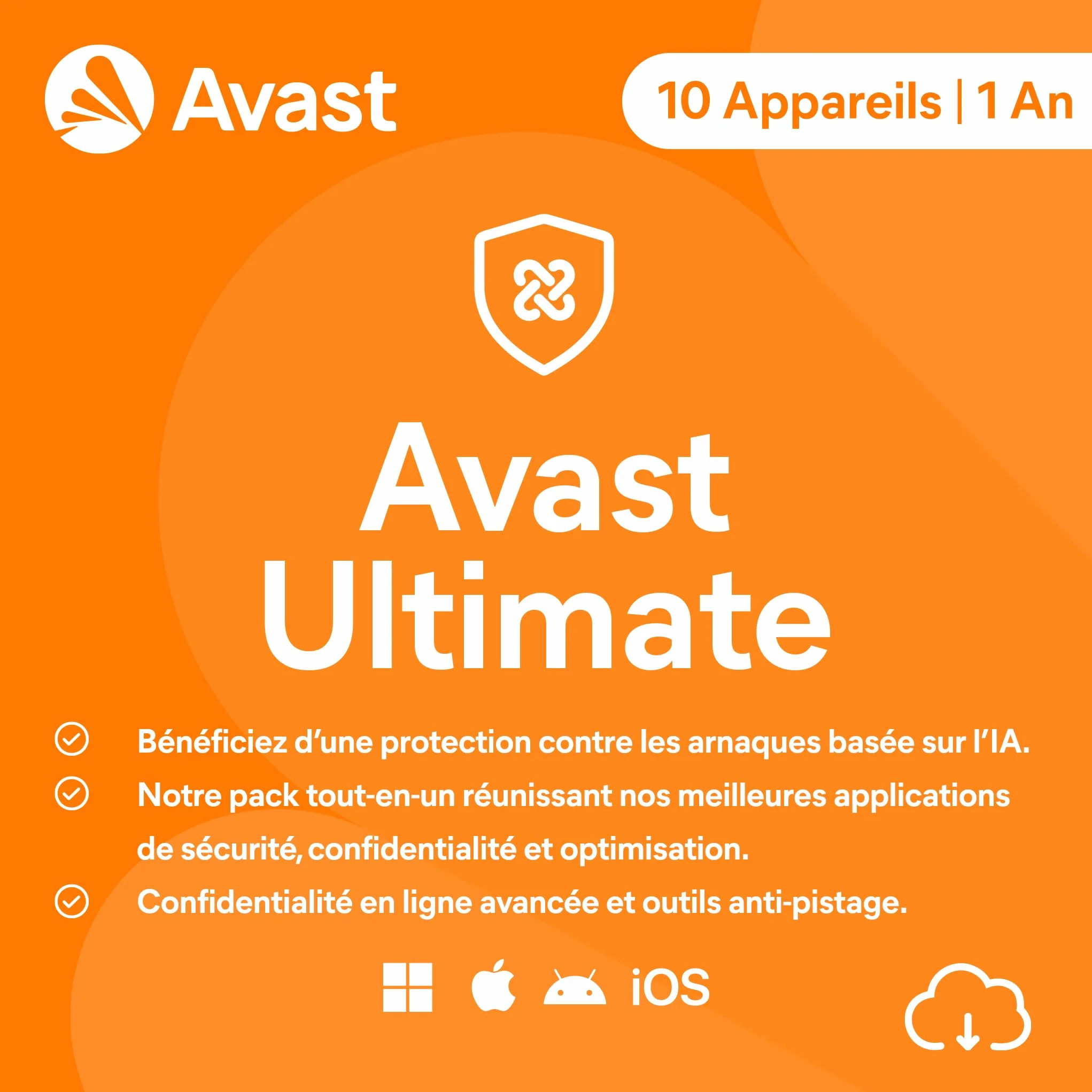 Avast Ultimate 2026 Antivirus 10 appareils 1 An Code d'activation email