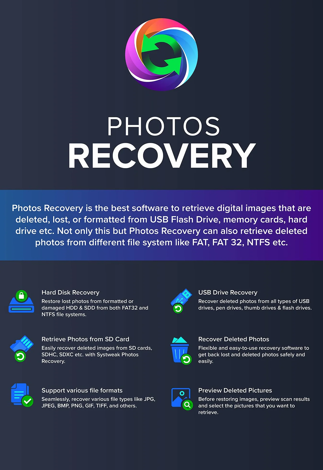 Photos Recovery Logiciel 1 PC 1 an - Récupérer photos perdues Windows USB Disque dur externe