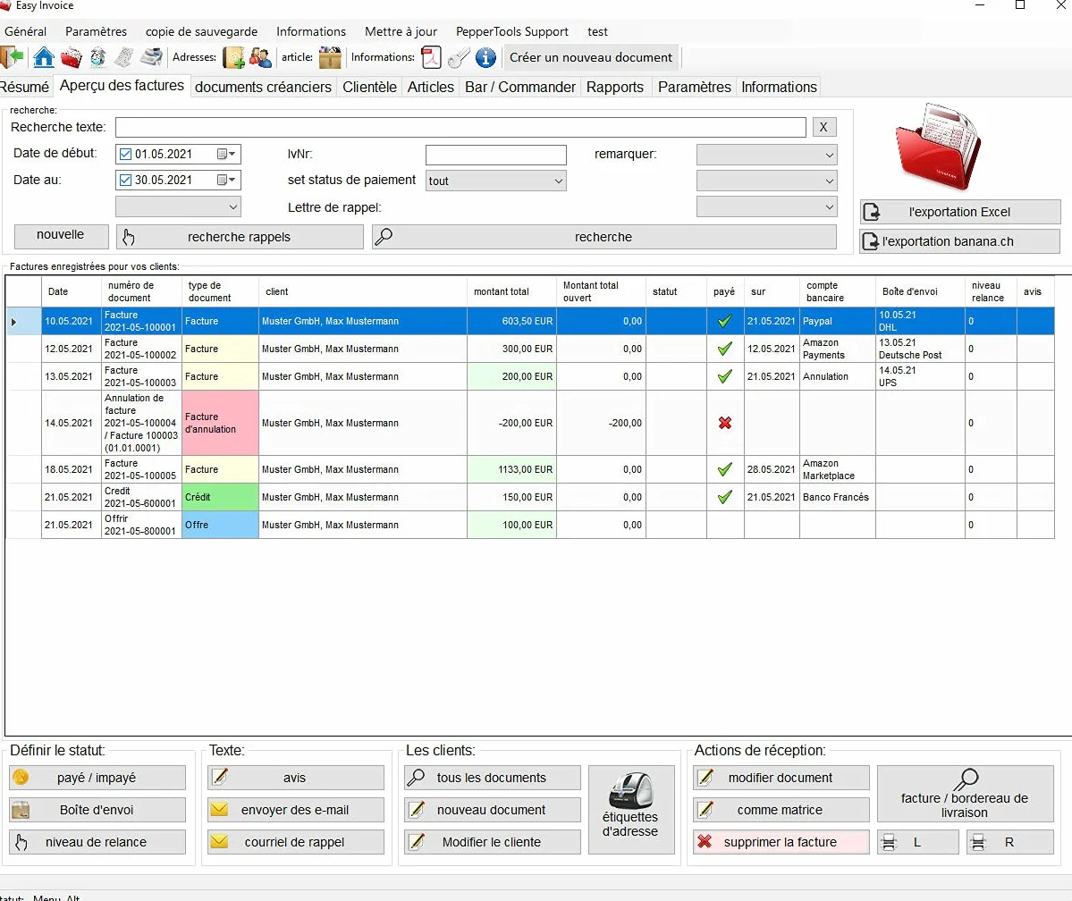 Easy Invoice Programme pour rédiger des factures et des offres Windows