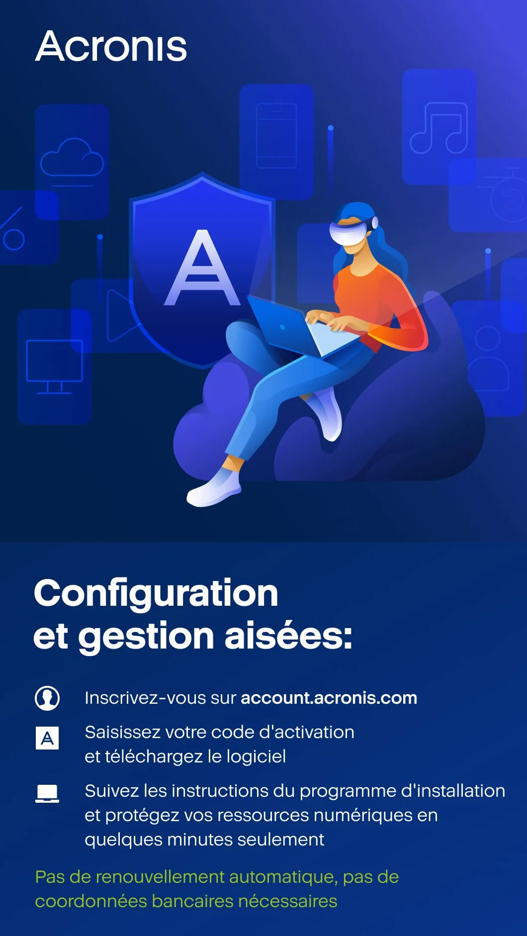 Acronis Cyber Protect Home Office Essentials Backup Édition Sauvegardes Flexibles Cyberprotection de Base 1 Pc/Mac