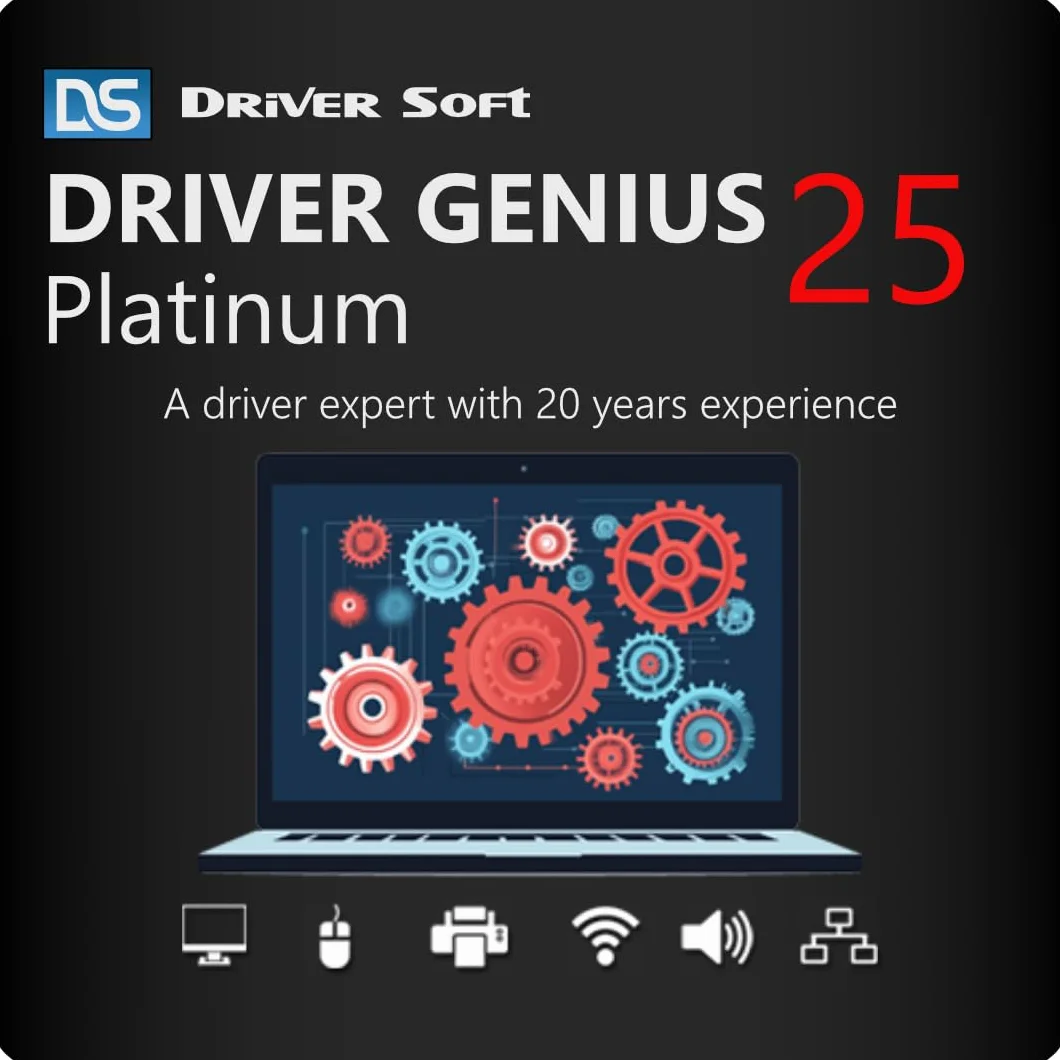 Driver Genius 25 Platinum - Mises à jour automatiques des pilotes & optimisation du PC pour Windows | 3 appareils | 1 utilisateur | 1 an | Code d'activation par email