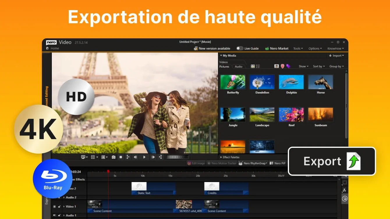 Nero Video 2026 Logiciel Montage Vidéo Facile avec 1000+ Effets, Fond Vert, Motion Tracking, Licence à Vie Windows 11/10/8/7