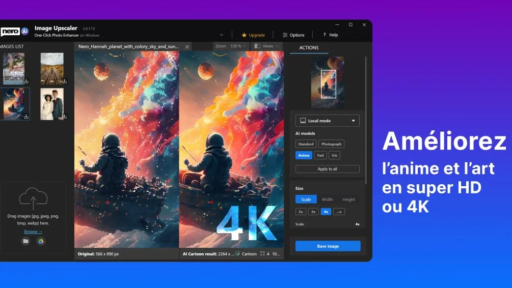 Nero AI Image Upscaler 365 | Agrandir Images jusqu’à 4K | Améliorer Qualité Photo | 1 PC | Windows 11/10