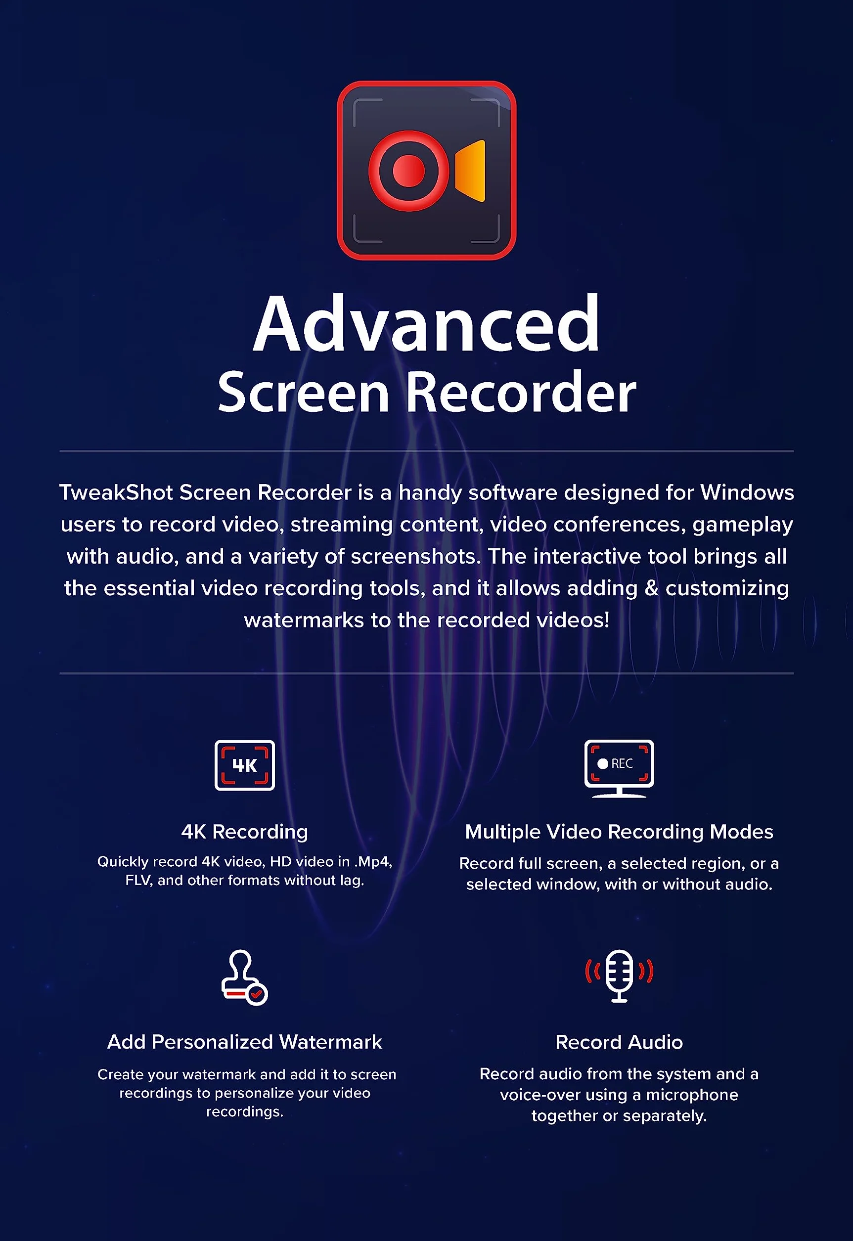 Tweaking Technologies Advanced Screen Recorder pour Windows 1 PC Enregistreur d'écran tout-en-un