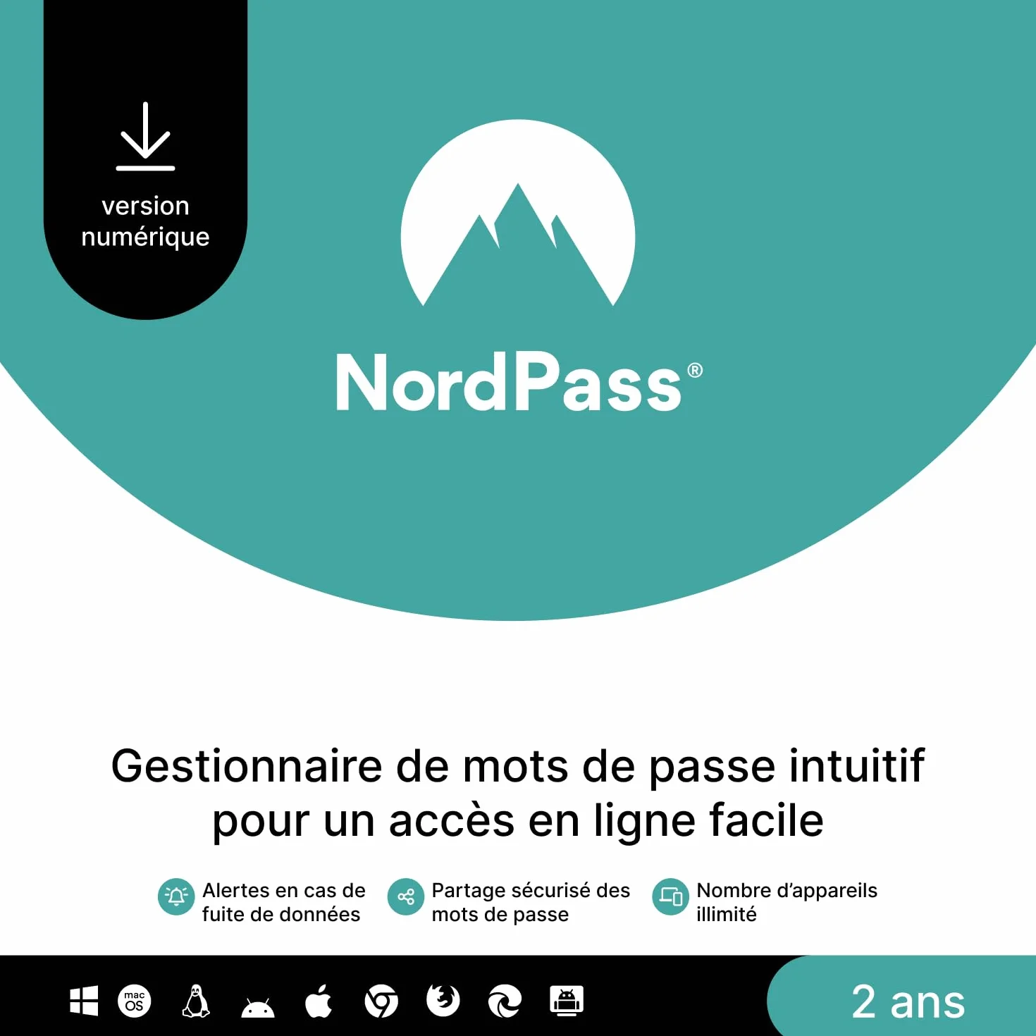 NordPass Premium 2 Ans Gestionnaire de Mots de Passe Code Numérique