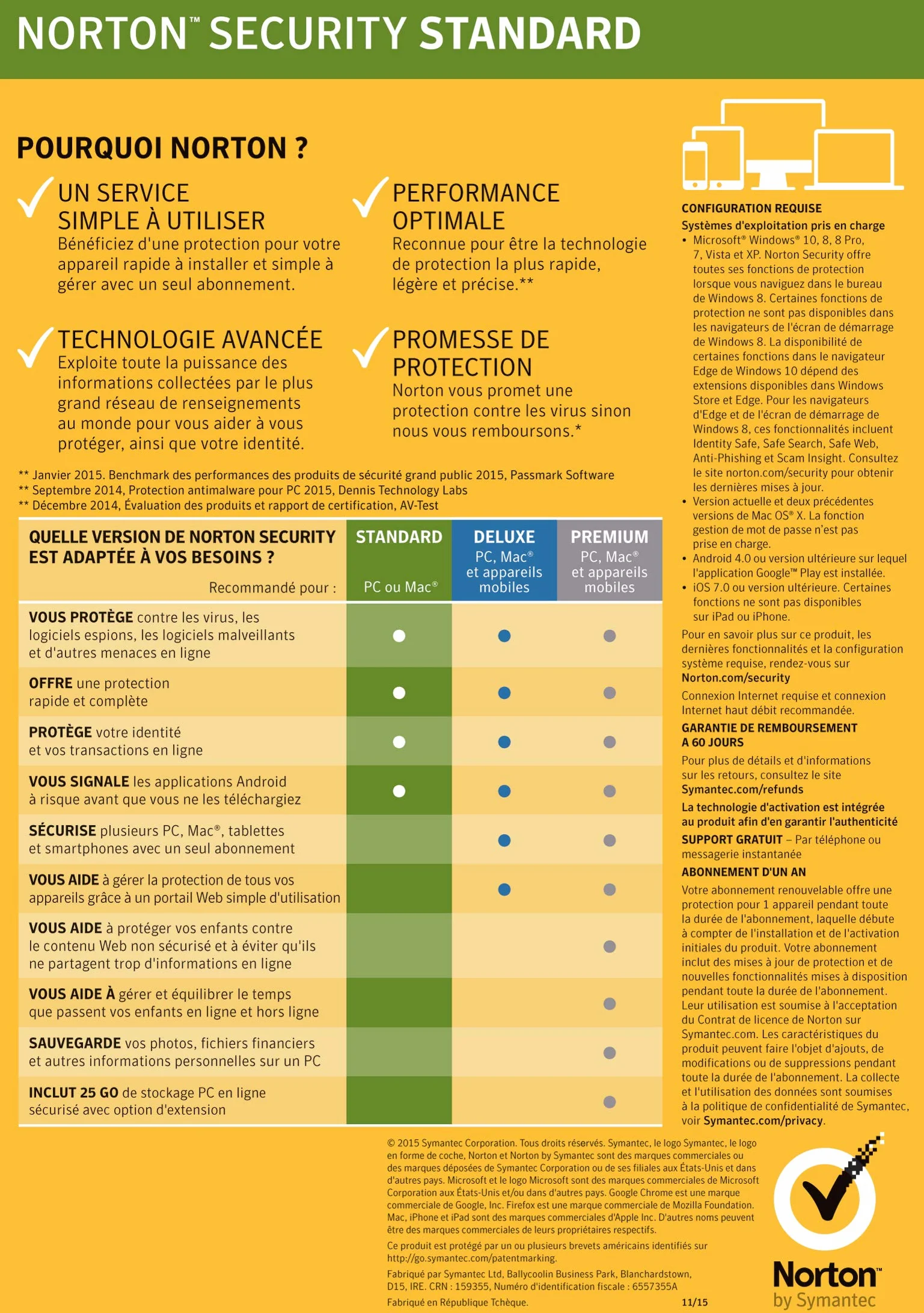 NortonLifeLock Security Standard 2018 - Antivirus 1 an pour PC, Mac, mobile - 1 appareil