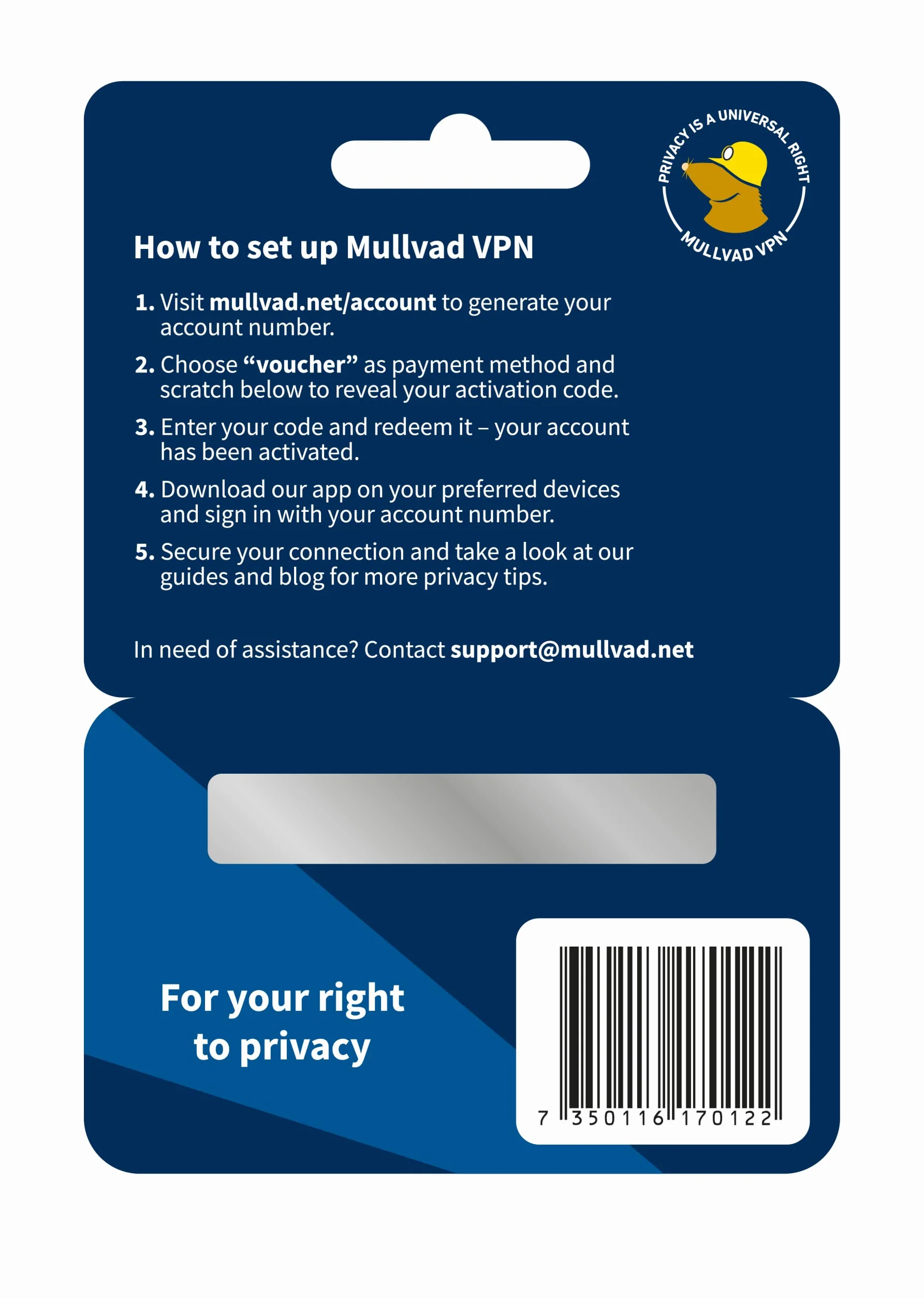 Mullvad VPN 12 Mois 5 Appareils Service sans journalisation Protégez votre vie privée