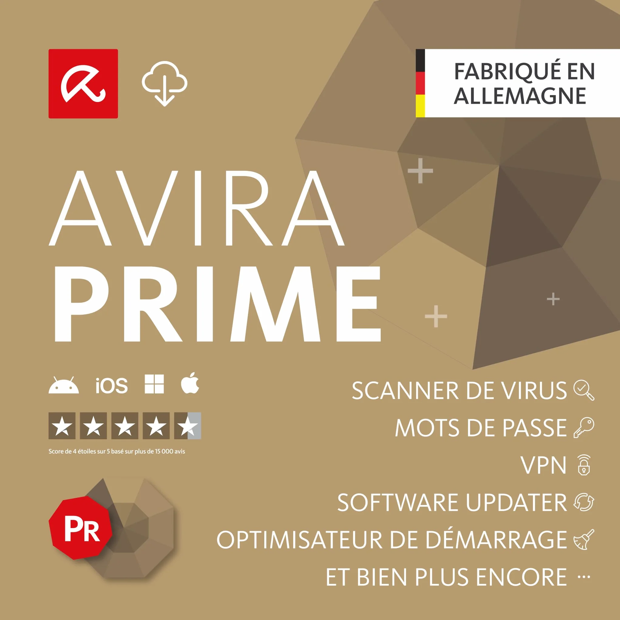 Avira Prime 5 Appareils Antivirus Sécurité 1 An Code d'Activation Email