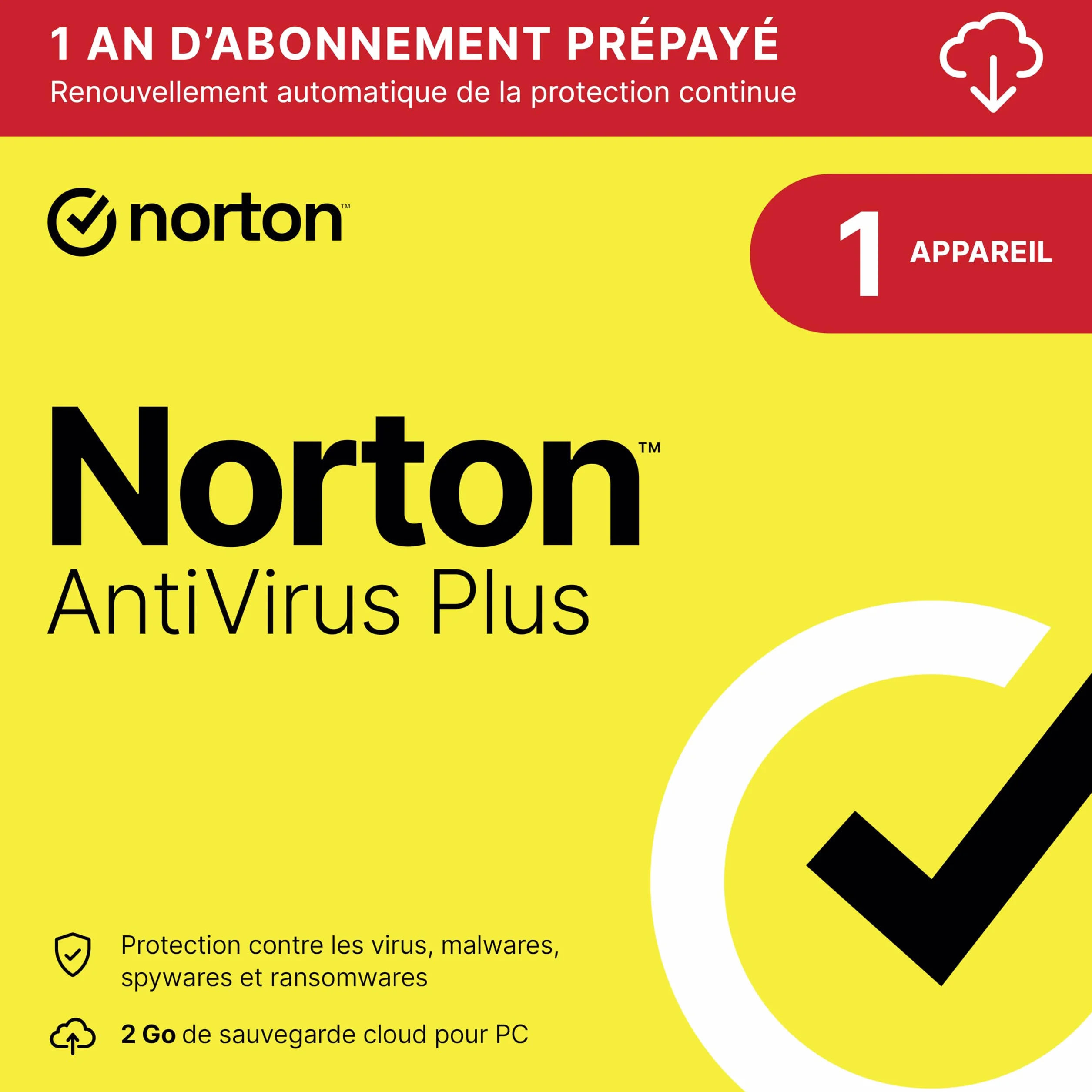 Norton Antivirus Plus 2026 1 Appareil 1 An Abonnement Téléchargement