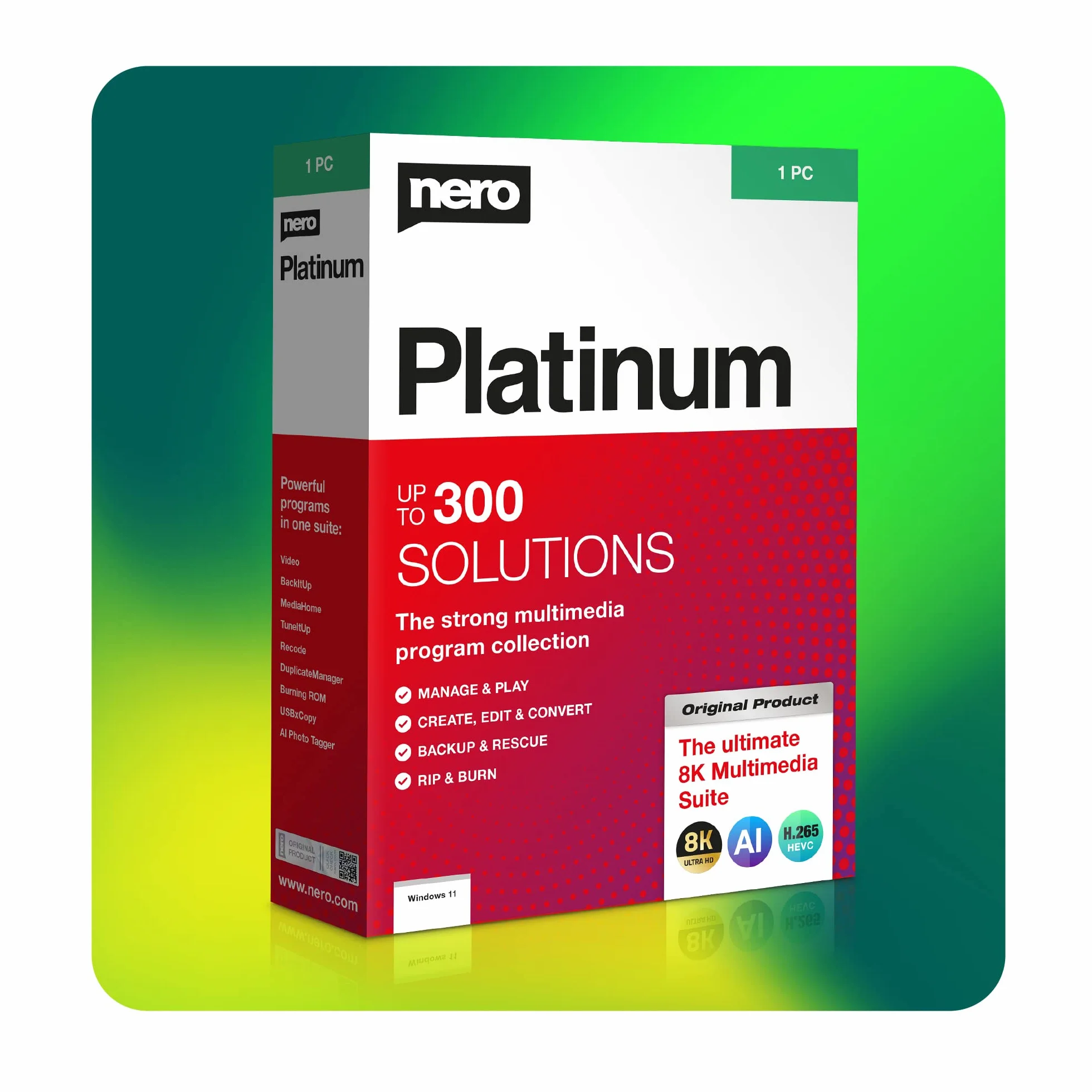 Nero Platinum Unlimited Suite Multimédia Montage Vidéo Gravure CD/DVD Sauvegarde Gestion Photos Optimisation PC Récupération Données VPN Windows 11/10/8/7